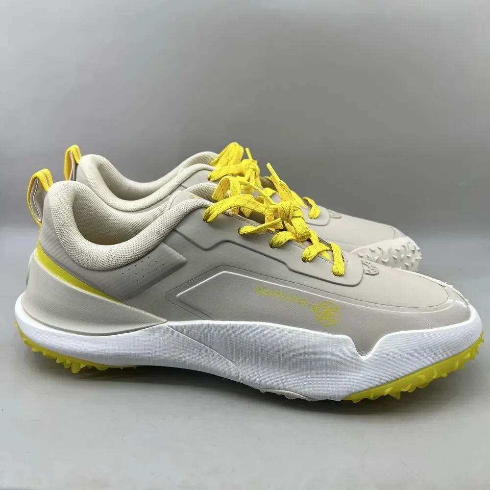 G/FORE G/18 Spikeless Golf Shoes Men Size 15 Beige Yellow Comfort Lace Sneakers